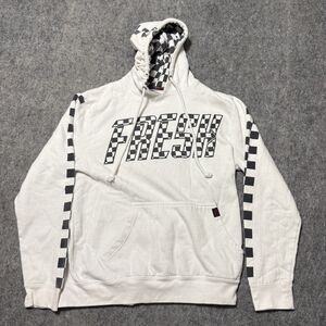Enter The Void Men Large White Checkerboard Graphic Fresh Hoodie Streetwear L